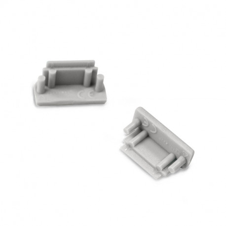 Lot de 2 terminaisons profilé plat 14,4 mm gris pour bandeaux LED
