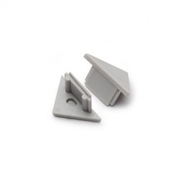 Lot de 2 terminaisons profilé angle 45° gris pour bandeaux LED
