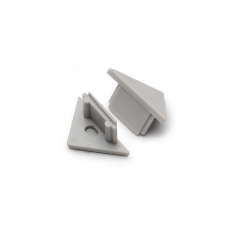 Lot de 2 terminaisons profilé angle 45° gris pour bandeaux LED
