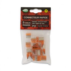 Lot de 20 connecteurs rapides 3 fils 0,5 à 2.5 mm² 