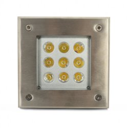Spot LED encastré sol inox 316L, 9W 740 Lm Blanc chaud  ETNA CARRE
