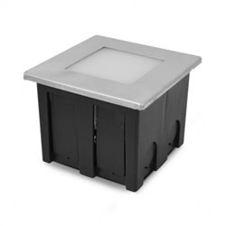 Spot LED encastré sol alu brossé, 1,5W 85 Lm Blanc neutre  STROMBO CARRE