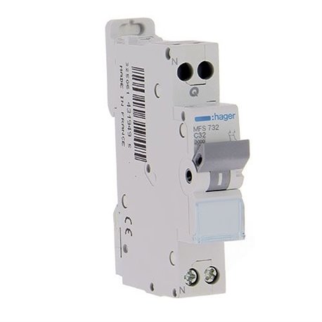 Disjoncteur 1P+N 3kA C-32A connexion SanVis 1 Module MFS732