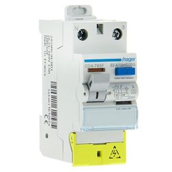 Interrupteur differentiel 2P 63A 30mA type A a bornes decalees CDA765F