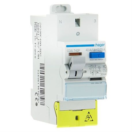 Interrupteur differentiel 2P 40A 30mA type AC a bornes decalees SanVis