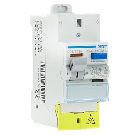 Interrupteur differentiel 2P 40A 30mA type A a bornes decalees SanVis