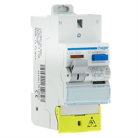 Interrupteur differentiel 2P 63A 30mA typeA a bornes decalees SanVis CDS765F