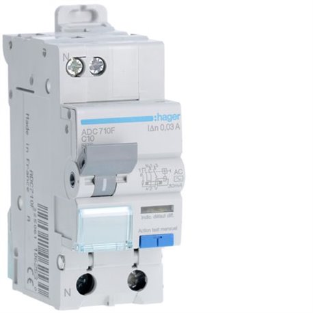 Disjoncteur differentiel 1P+N 3kA C-10A 30mA type AC ADC710F