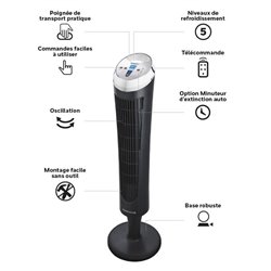 Ventilateur colonne HY254E4 35 Watts Noir