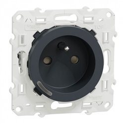 Prise 2P+T connectée Wiser Odace S540559 16 A zigbee anthracite
