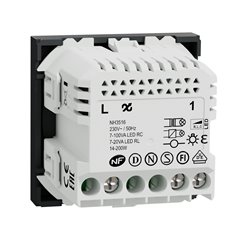 Variateur rotatif Wiser Unica NU351654W 2 fils zigbee anthracite mécanisme seul