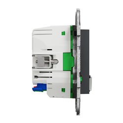 Prise 2P+T connectée Wiser Unica NU555954 16 A zigbee anthracite