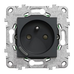 Prise 2P+T connectée Wiser Unica NU555954 16 A zigbee anthracite