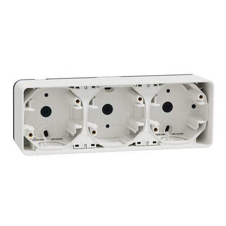 Boîte 3 postes horizontale saillie Mureva Styl MUR39913 blanc 