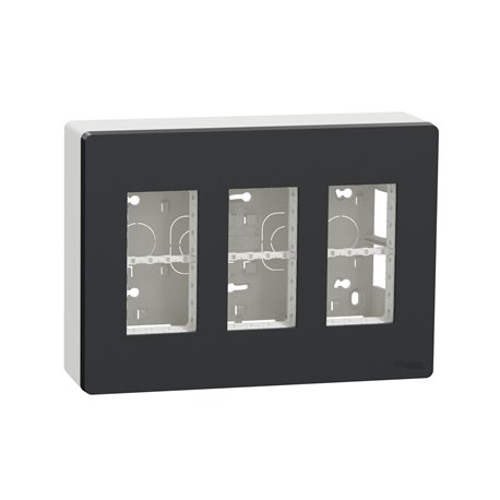 Boîte de concentration saillie complète Unica NU123454 Anthracite 3 colonnes de 4 modules