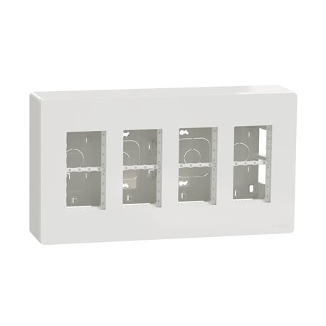 Boîte de concentration saillie complète Unica NU124418 Blanc 4 colonnes de 4 modules