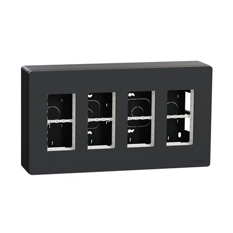 Boîte de concentration saillie complète Unica NU124454 Anthracite 4 colonnes de 4 modules Boîte de concentration saillie complète Unica NU124454 Anthracite 4 colonnes de 4 modules