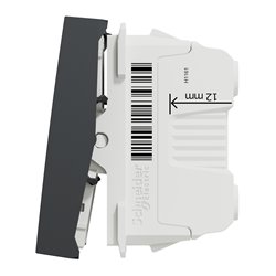 Bouton-poussoir NO/NF 10A connexion rapide Unica NU323654 anthracite 2 modules mécansime seul