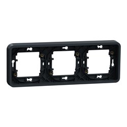 Cadre 3 postes horizontal encastré Mureva Styl MUR34109 gris 