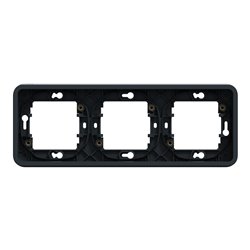 Cadre 3 postes horizontal encastré Mureva Styl MUR34109 gris 