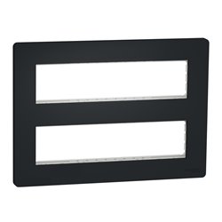 Support fixation + plaque finition pour boîte concentration Unica NU021854 Anthracite 2 rangs de 8 modules