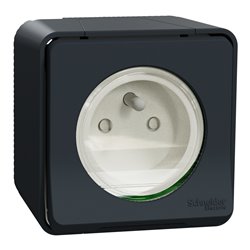 Prise courant 2P+T Mureva Styl MUR35031 connexion auto gris