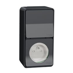 Prise courant 2P+T+va et vient verti. saillie Mureva Styl MUR36025 gris 