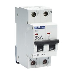 Lot de 6 Disjoncteurs Bipolaire 2 modules 63A