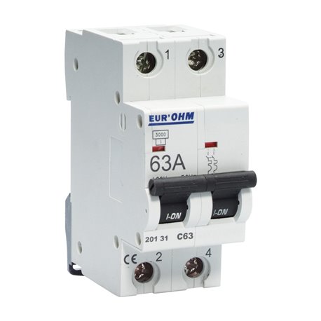 Lot de 6 Disjoncteurs Bipolaire 2 modules 63A