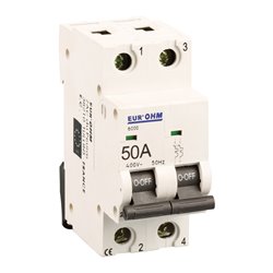 Lot de 6 Disjoncteurs Bipolaire 2 modules 50A