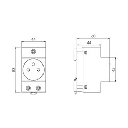 Prise de courant Modulaire 2P + T