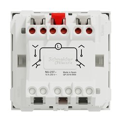 Commande volet-roulant double poussoir + STOP Unica NU323718 Blanc 2 modules mécanisme seul