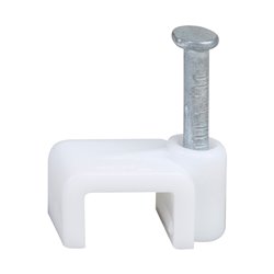 Lot de 100 attaches pontets Blanc pour câble méplat 2x0,75 mm² ou 2x0,75 mm²