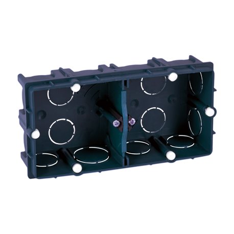 Lot de 5 boites d'appareillage maçonnerie 2 postes Prof 40 mm horizontal/vertical Lot de 5 boites d'appareillage maçonnerie 2 postes Prof 40 mm horizontal/vertical