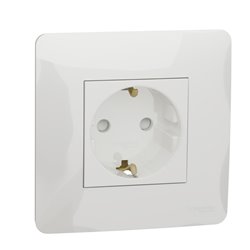 Prise 2P+T DE bornier à vis Unica NU203718 Blanc mécanisme et plaque