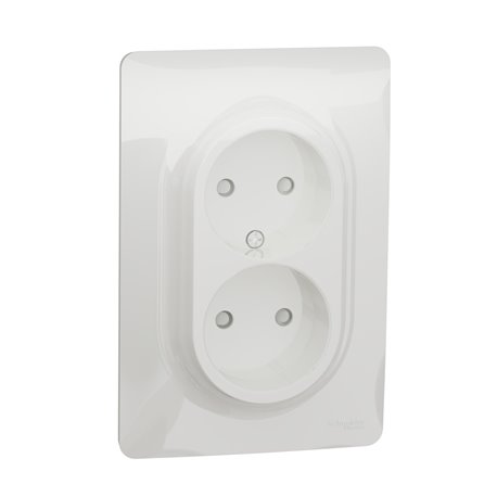 Prise 2P double pour boîte 1P FR vis Unica NU206318 Blanc mécanisme et plaque Prise 2P double pour boîte 1P FR vis Unica NU206318 Blanc mécanisme et plaque