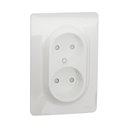 Prise 2P double pour boîte 1P FR vis Unica NU206318 Blanc mécanisme et plaque