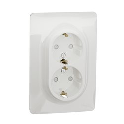 Prise double 2P+T pour boîte 1P DE vis Unica NU206718 Blanc mécanisme et plaque