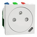 Prise 2P+T affl FR + USB C 10,5W 90° rap Unica NU301518 Blanc 2 modules mécanisme seul