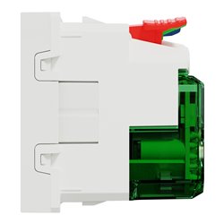 Prise 2P+T affl FR + USB C 10,5W 90° rap Unica NU301518 Blanc 2 modules mécanisme seul