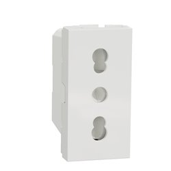 Lot de 10 prises standard italien 16A 2P+T Unica NU302318 Blanc 1 module mécanisme seul