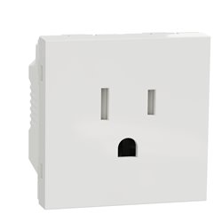 Prise standard US 15A 2P+T Unica NU302818 Blanc 2 modules mécanisme seul