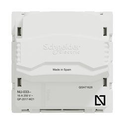 Prise 2P bornier à vis Unica NU303318 Blanc 2 modules mécanisme seul