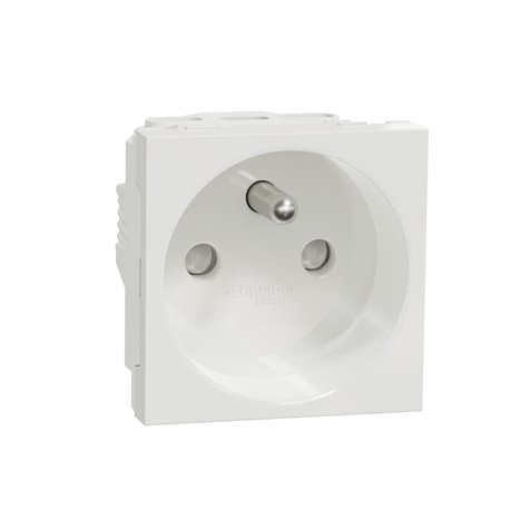 Prise 2P+T FR 90° vis Unica NU303918 Blanc mécanisme seul