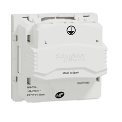 Prise 2P+T FR 90° vis Unica NU303918 Blanc mécanisme seul