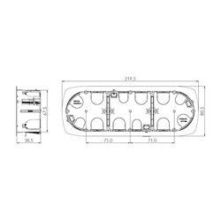 Lot de 5 boîtes d'appareillage choisons sèches Entraxe 71 mm 3 postes Prof 40 mm