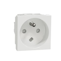 Prise 2P+T FR 90° vis détrompage mécanique Unica NU305118 Blanc mécanisme seul