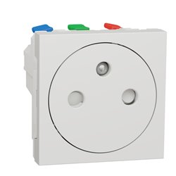 Prise 2P+T FR 90° affleurant raccord rapide Unica NU305218 Blanc mécanisme seul
