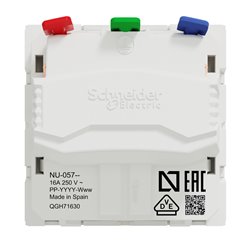 Prise 2P+T DE connexion rapide Unica NU305718 Blanc mécanisme seul