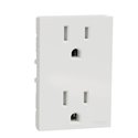 Prise double standard US 15A 2P+T Unica NU306018 Blanc 3 modules mécanisme seul